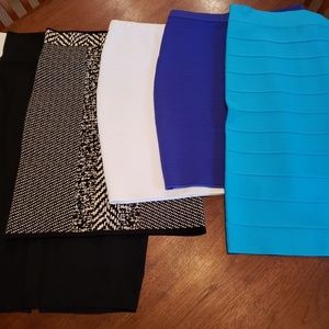 6 L BCBG & Bebe stretch skirts mid-pencil length